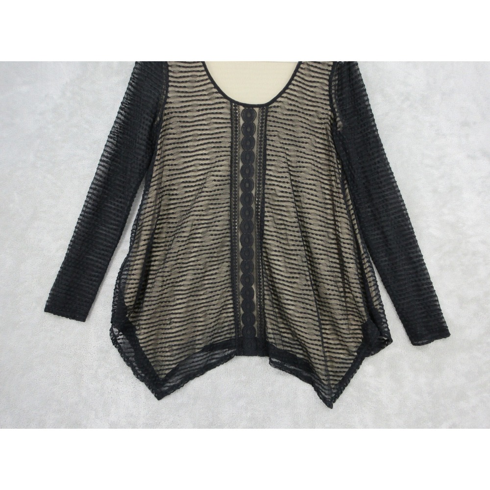 Max Studio Top Womens Size S Black Lace Mesh Asymmetric Whimsigoth Tunic Witchy - Picture 4 of 11